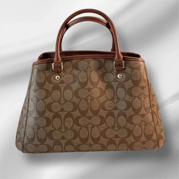 Coach Signature Margot Brown Canvas Tote Bag with Leather Trim - Picture 3 of 5